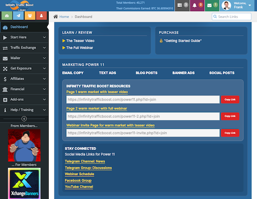 Marketing info overview screenshot